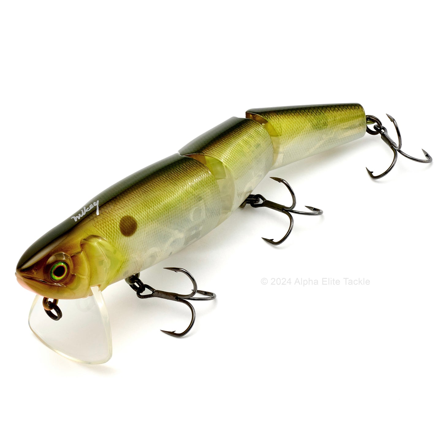 Close up of the Jackall Mikey 140 Jointed Wakebait in the color Tennessee Shad on white background
