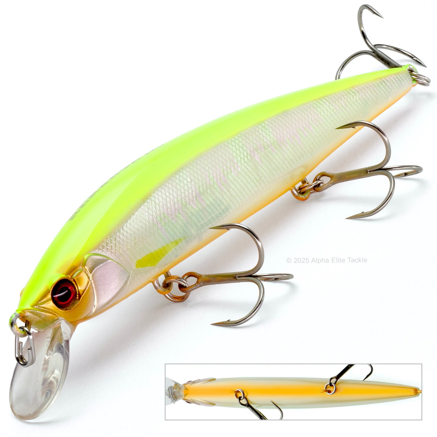 Jackall Rerange 110SP Suspending Jerkbait in the color Chart Back Pearl on a white background