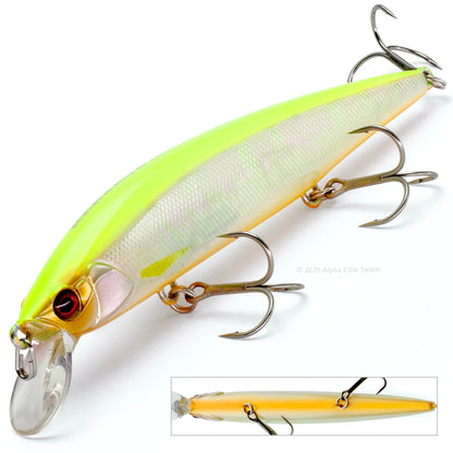 Jackall Rerange 110SP Suspending Jerkbait in the color Chart Back Pearl on a white background