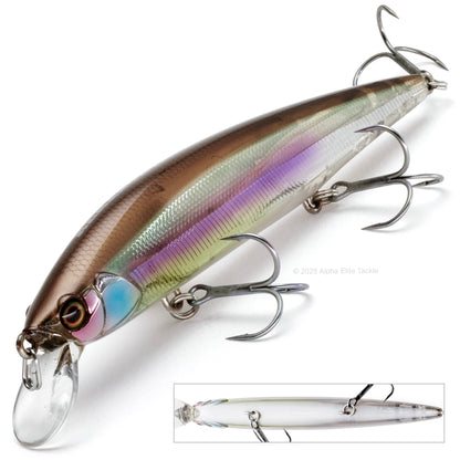 Jackall Rerange 110SP Suspending Jerkbait in the color Half Mirror Wakasagi on a white background