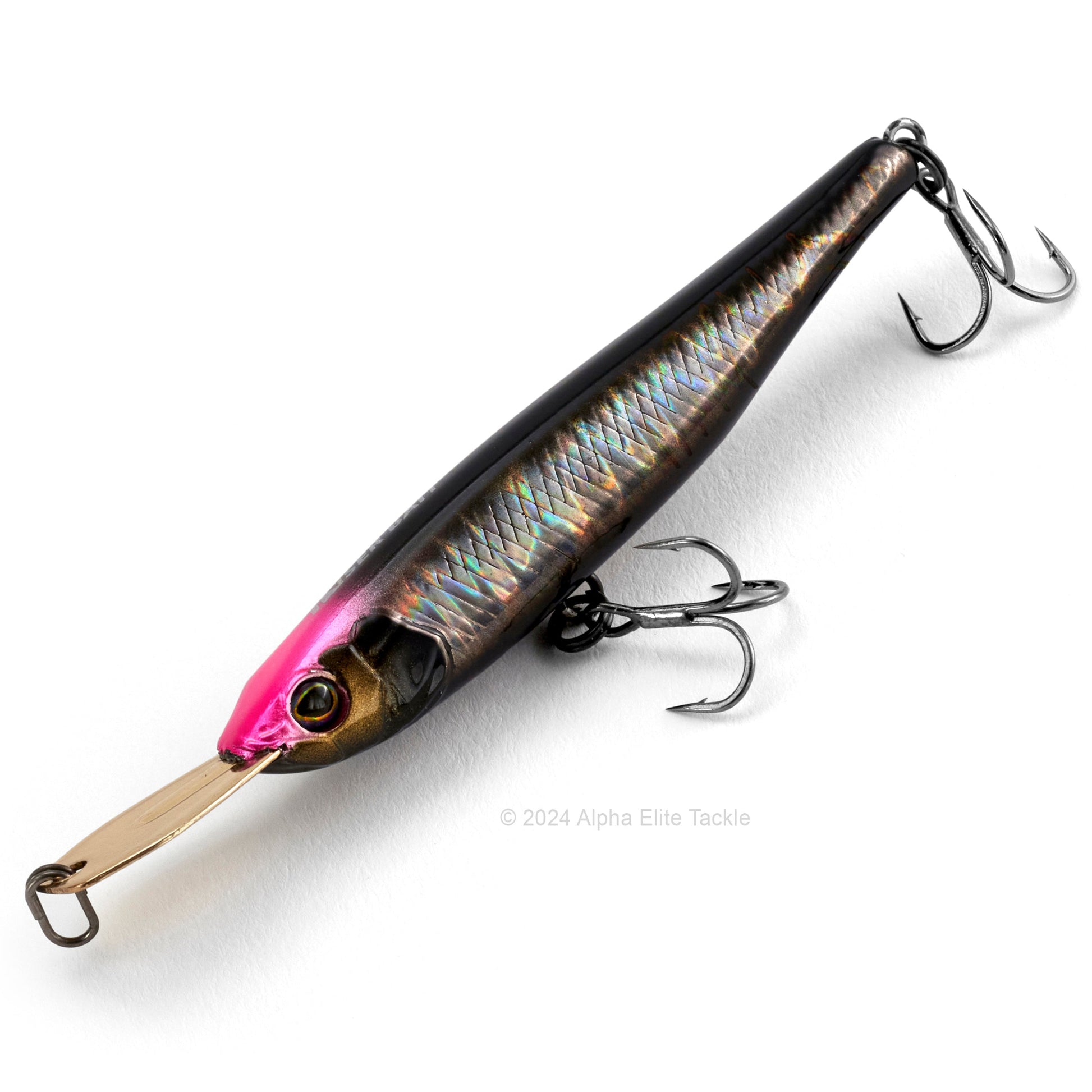 Close up of the Jackall Riser Bait 007R in the color Pink Head on a white background
