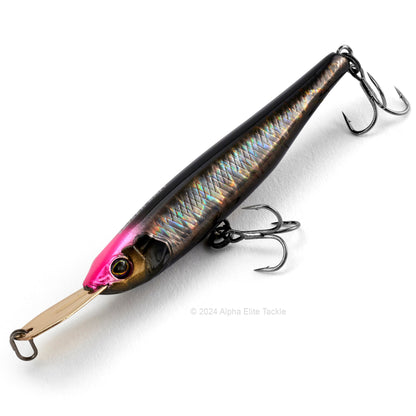 Close up of the Jackall Riser Bait 007R in the color Pink Head on a white background