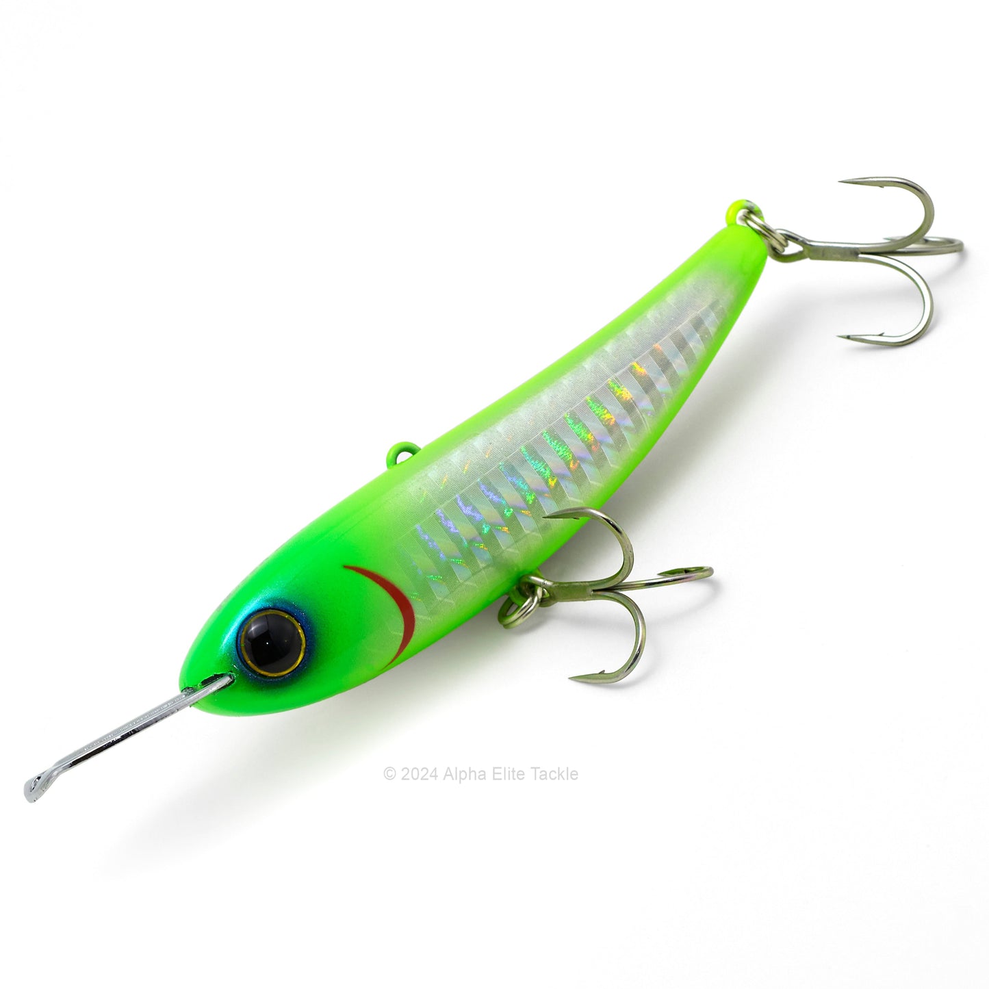 Close up of the Jackall Riser Bait 008 in the color Kirari Chart on a white background