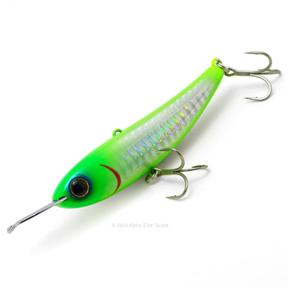 Close up of the Jackall Riser Bait 008 in the color Kirari Chart on a white background