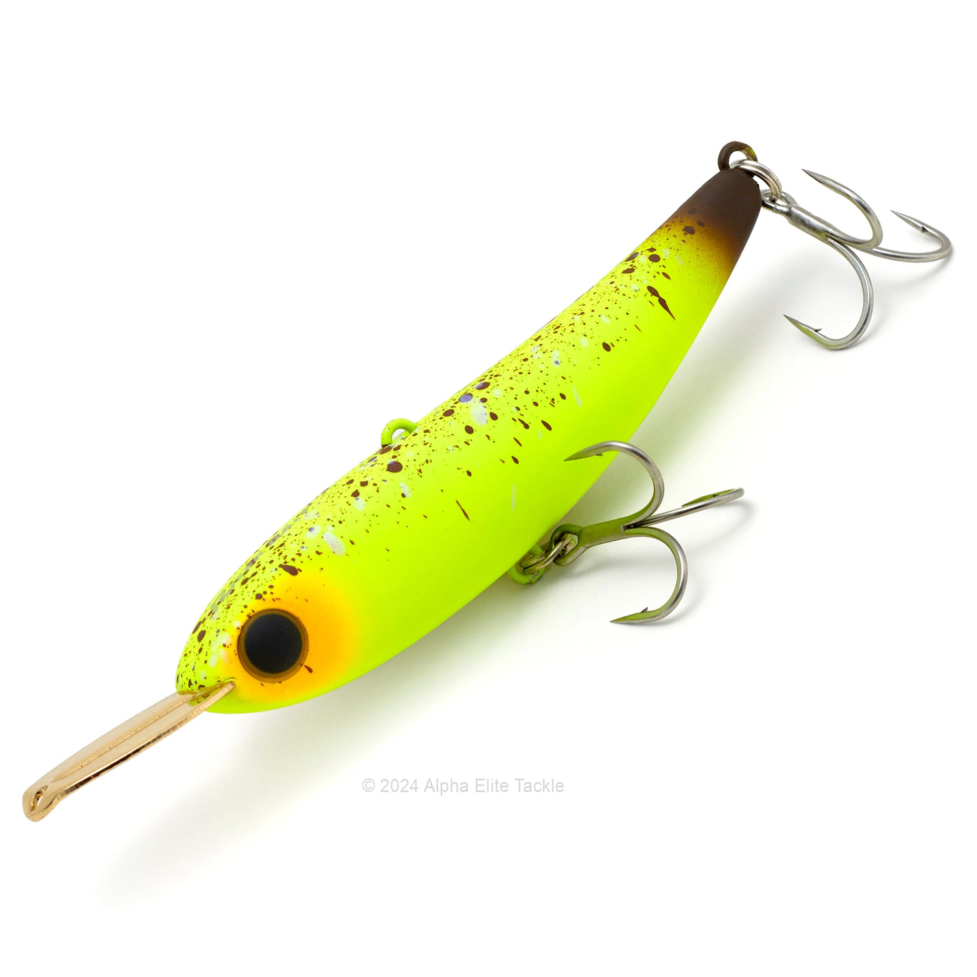Close up of the Jackall Riser Bait 008 in the color Sugar Spot Chart on a white background