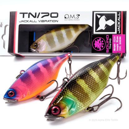 Two colorful fishing lures with their packaging displaying the TN/70 brand.