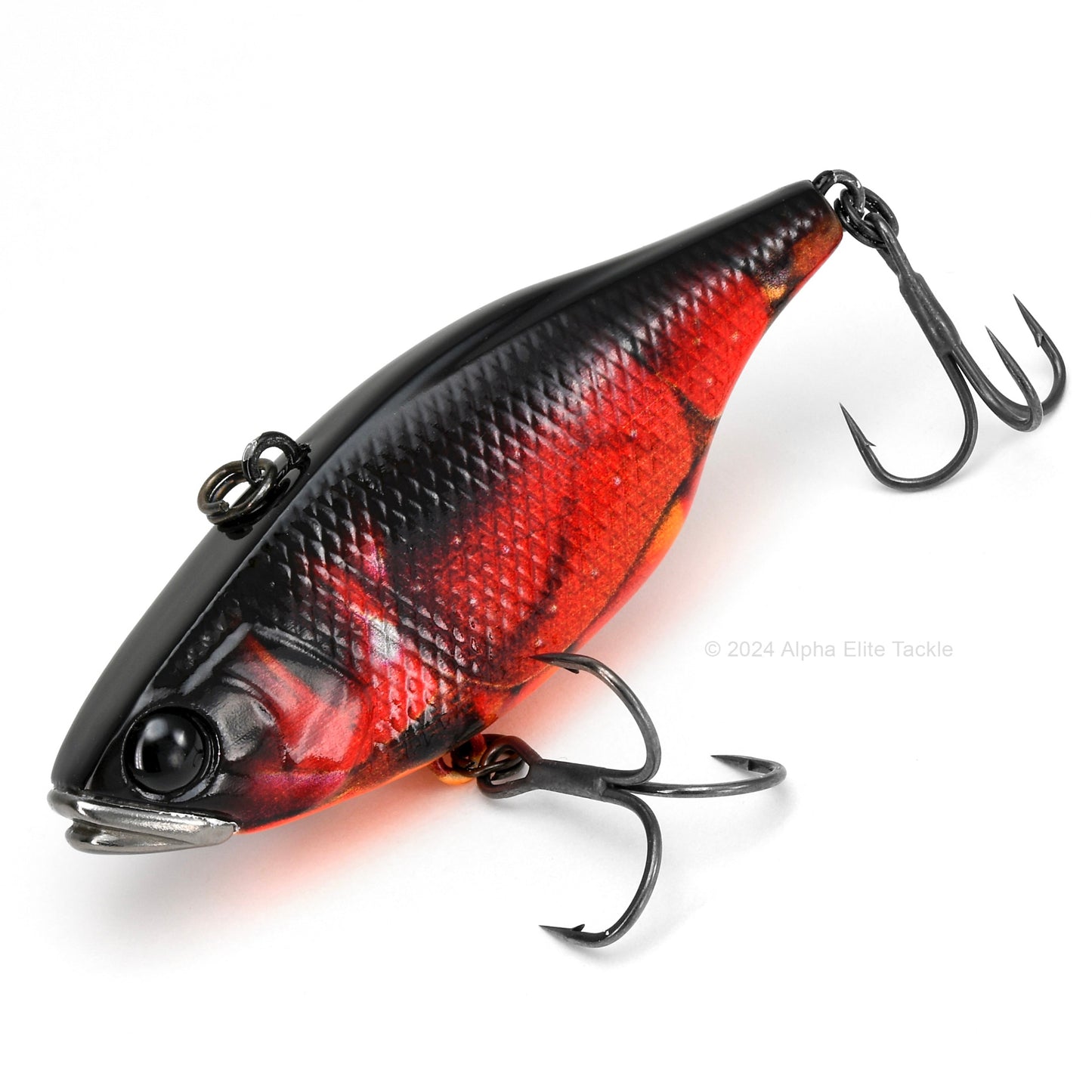 Close up of the Jackall Vibration TN60 TN70 Tungsten Lipless Crankbait fishing lure in the color RT escape Crawfish on a white background