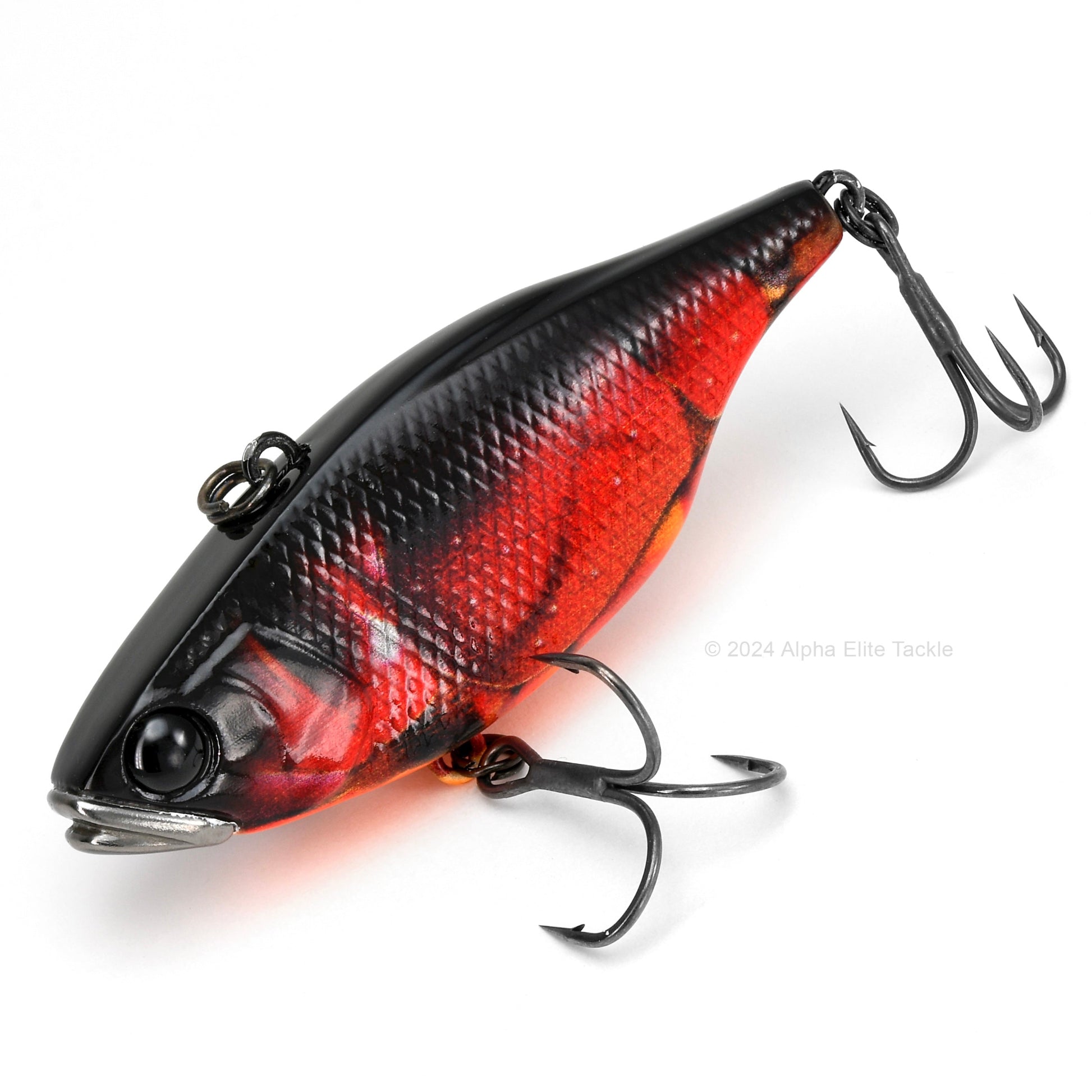 Close up of the Jackall Vibration TN60 TN70 Tungsten Lipless Crankbait fishing lure in the color RT escape Crawfish on a white background