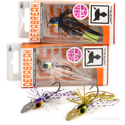 Three fishing lures in packaging with Jackall branding on a white background