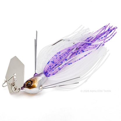 Close Up of the Jackall TG Super Break Blade Bladed Jig in the color Clear Wakasagi on a white background