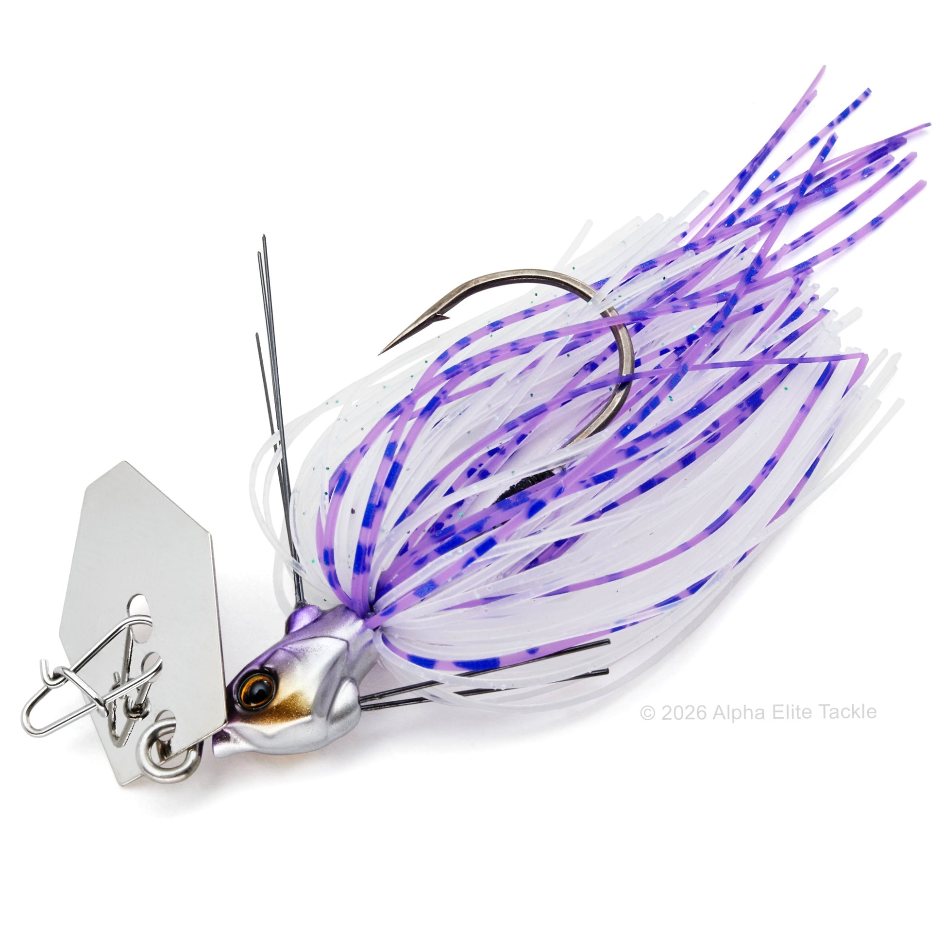 Close Up of the Jackall TG Super Break Blade Fine Bladed Jig in the color Clear Wakasagi on a white background