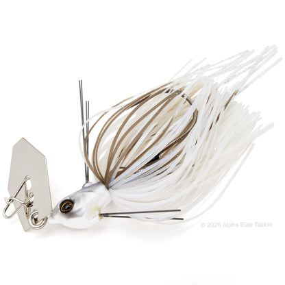 Close Up of the Jackall TG Super Break Blade Fine Bladed Jig in the color Super White on a white background