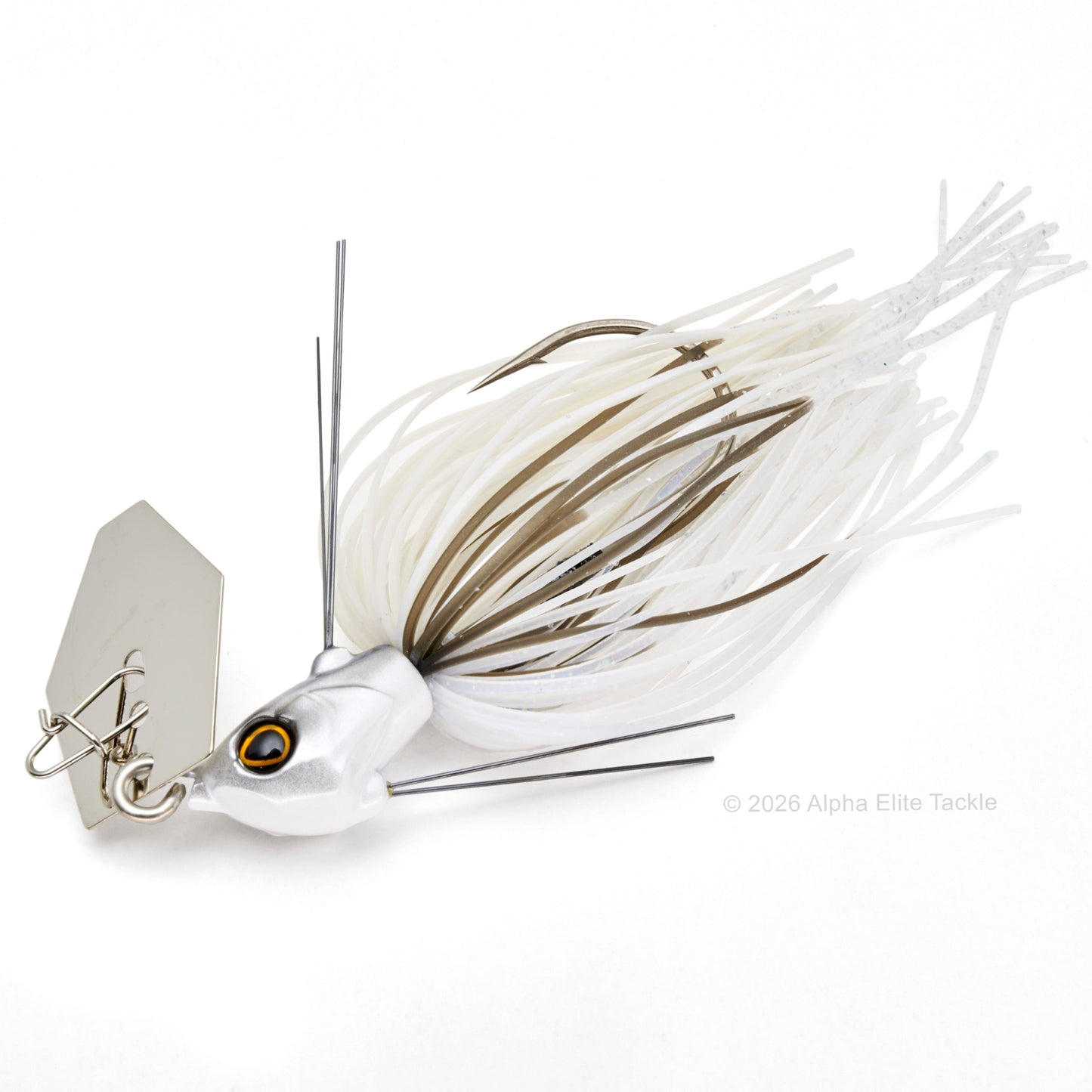Close Up of the Jackall TG Super Break Blade Bladed Jig in the color Super White on a white background