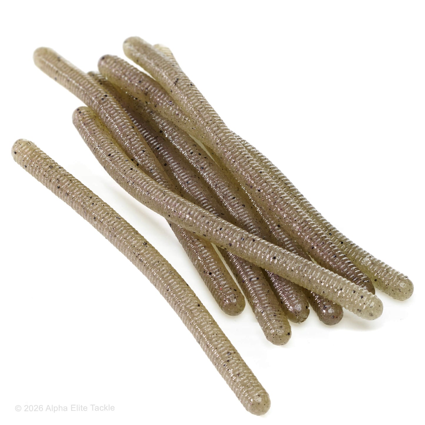 Close up of the Jackall Yammy 500 soft plastic bait in the color Gitai Sui Ebi on a white background
