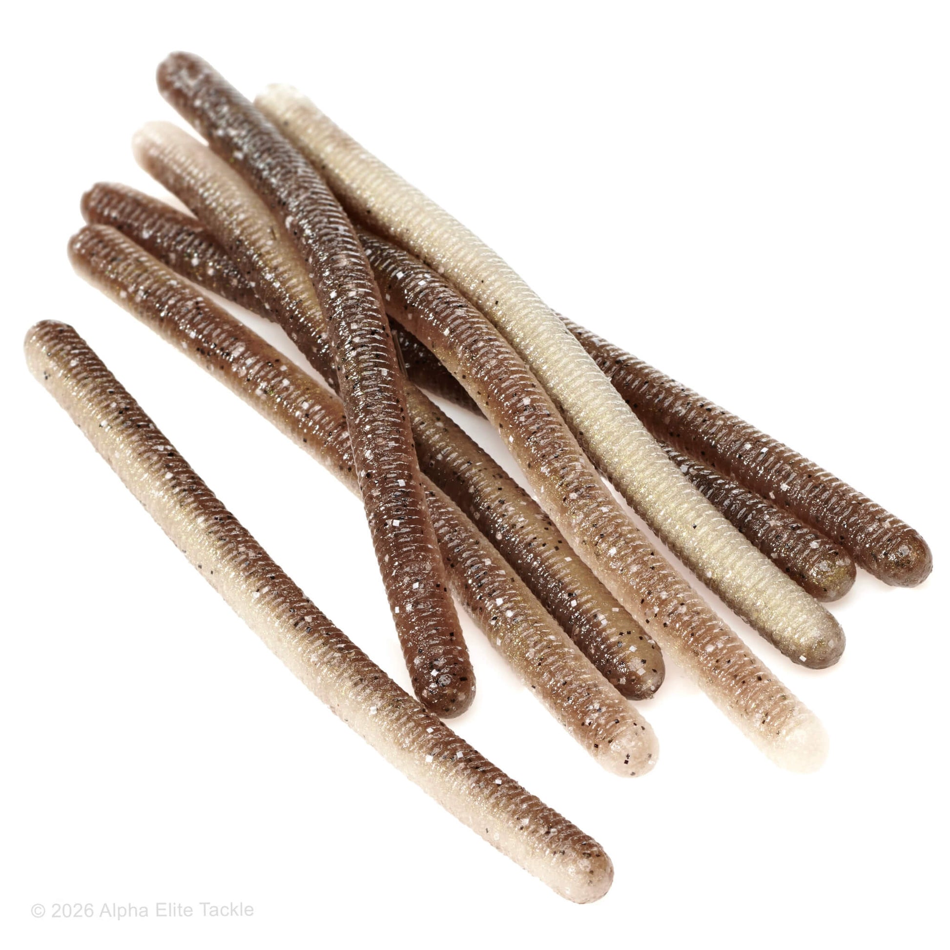 Close up of the Jackall Yammy 500 soft plastic bait in the color Goby on a white background
