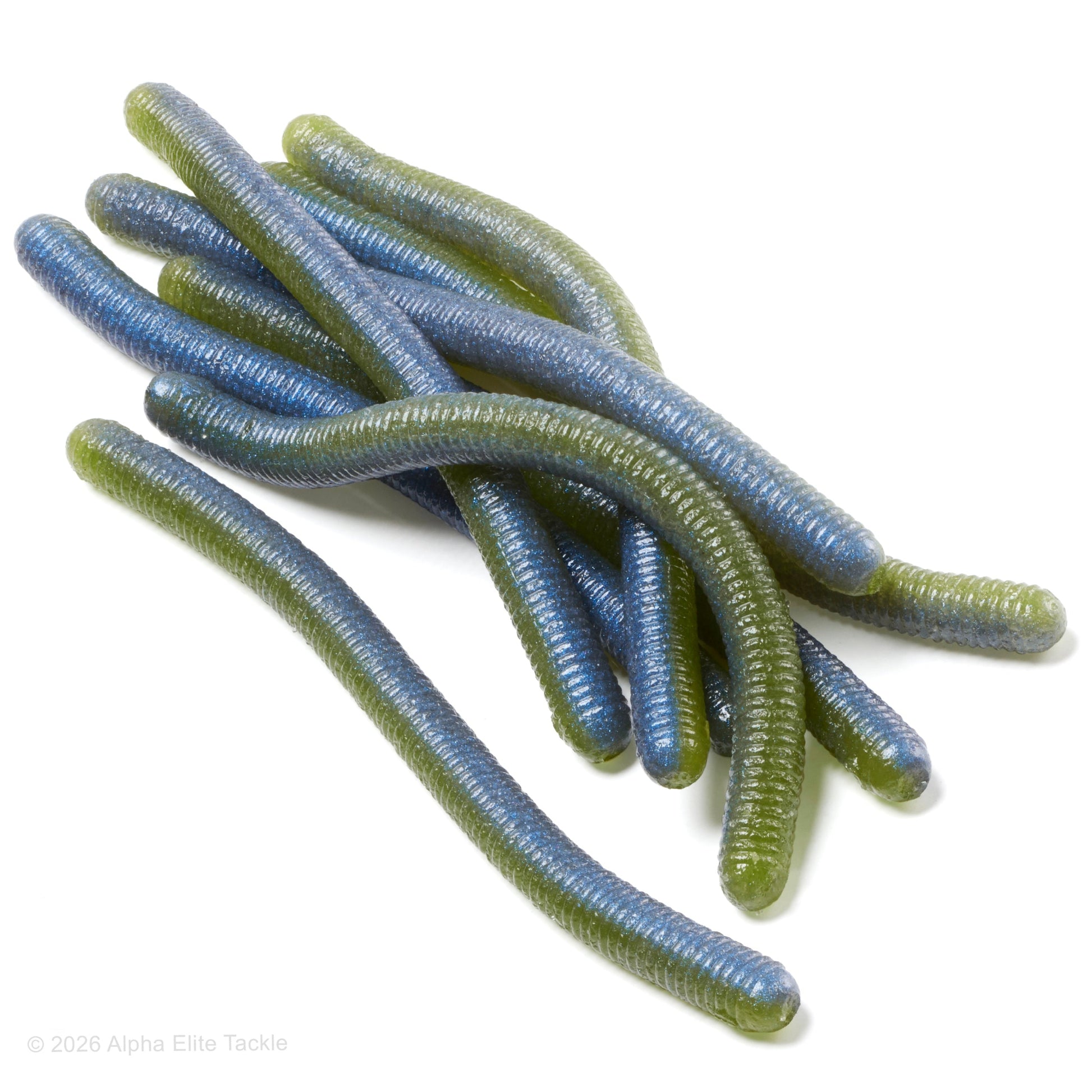 Jackall Yammy 500 Finesse Worms in the color Lake Biwa Pro Blue on a white background