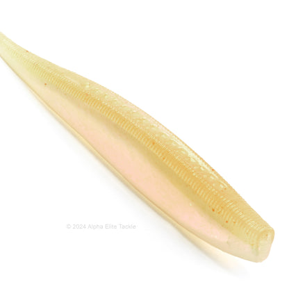 Close up of the Kaesu Isana Fluke Strolling Minnow in the color Pearl Wakasagi on a white background