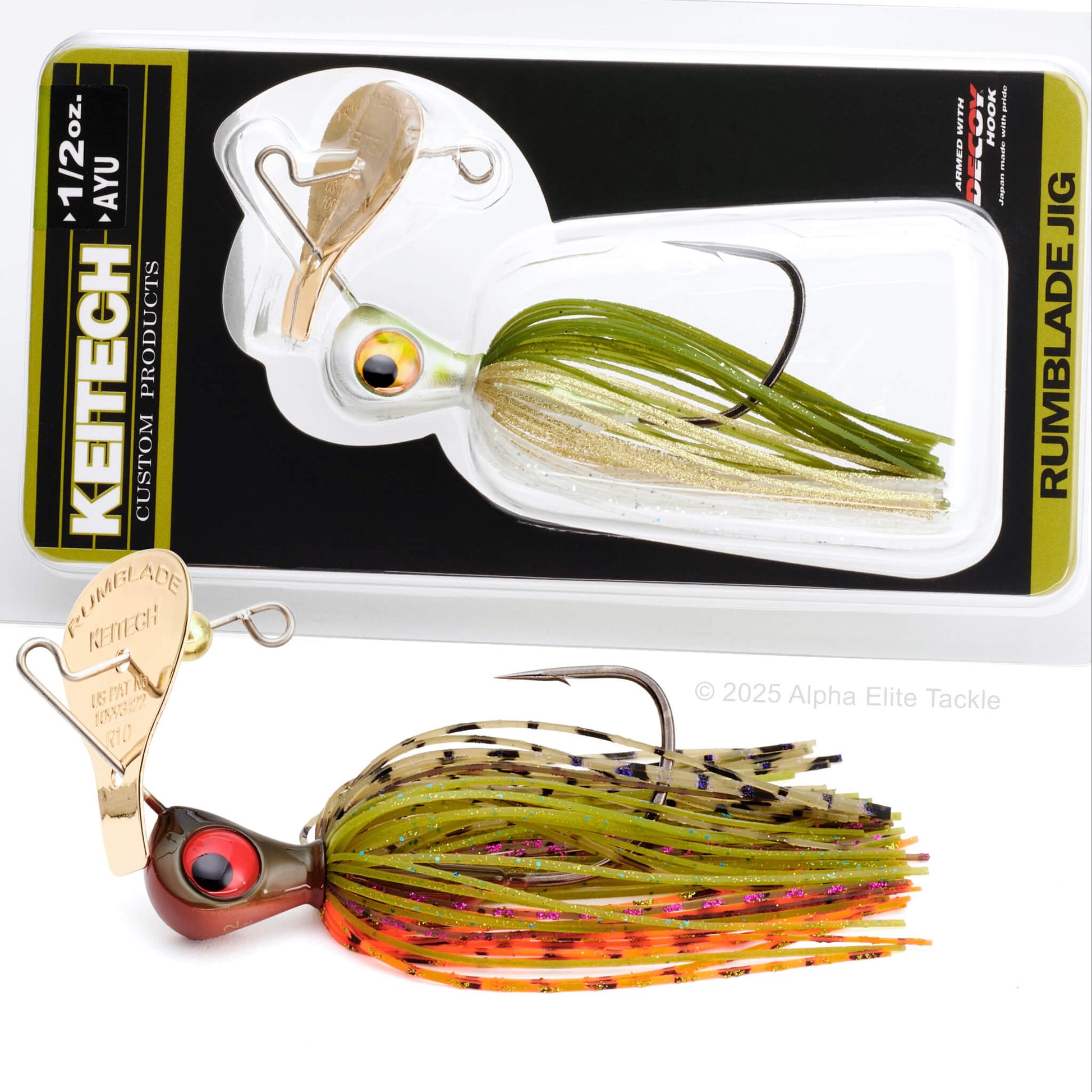 Ketech Rumblade Jig fishing lure with packaging on a white background