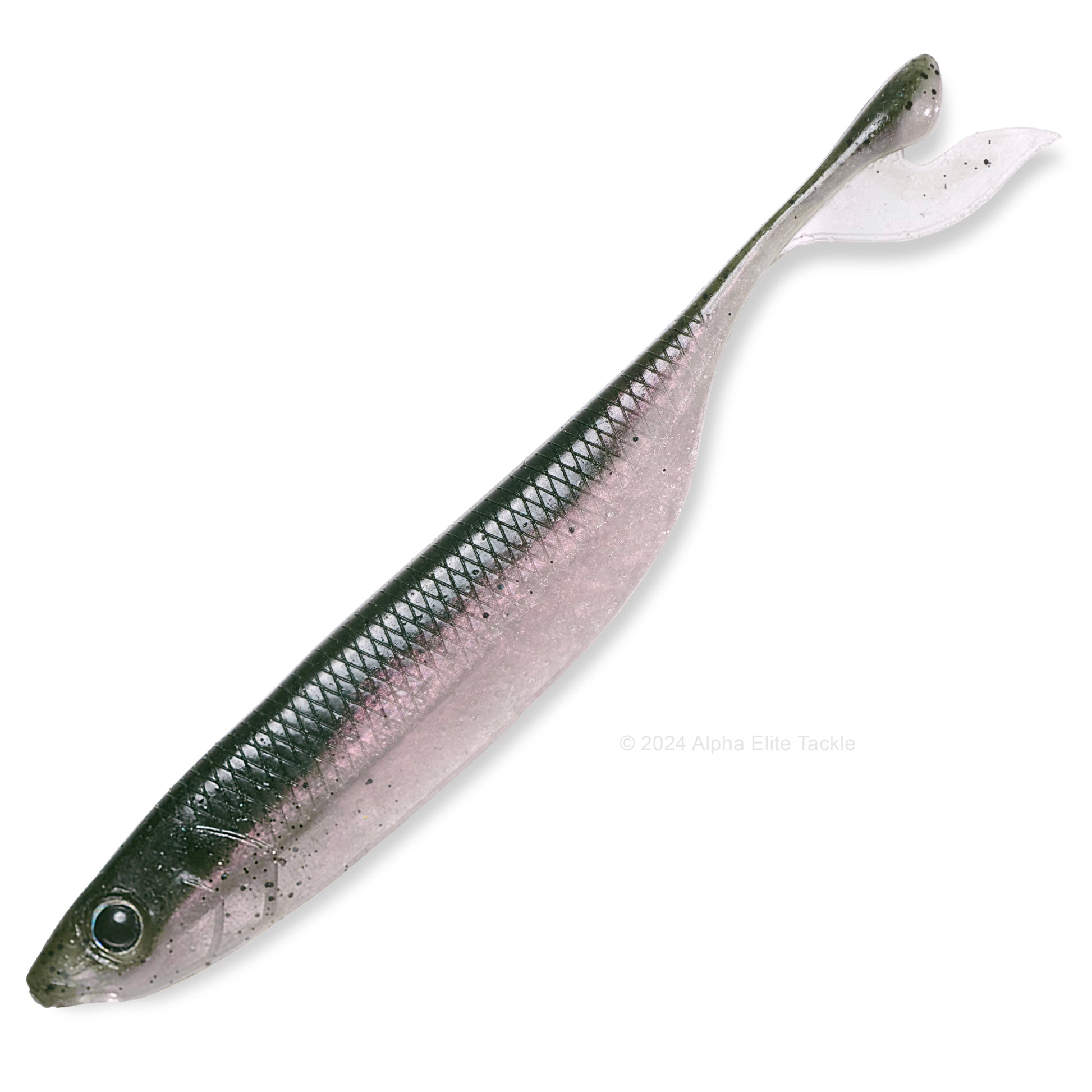 Close up of the Laysam Bariuo Strolling Minnow in the color Greenfield on a white background.