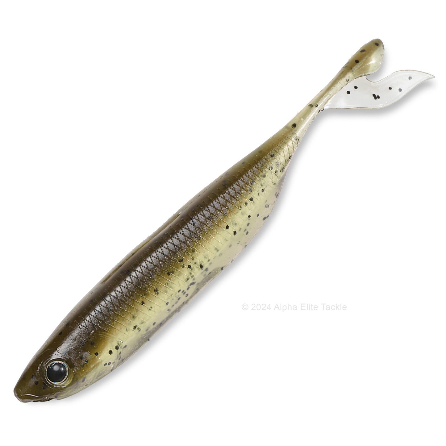 Close up of the Laysam Bariuo Strolling Minnow in the color Gripan Shad on a white background.