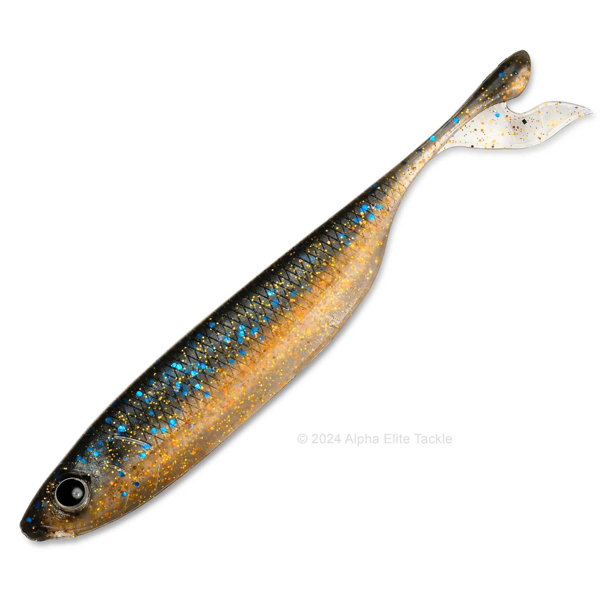 Close up of the Laysam Bariuo Strolling Minnow in the color Rockstar Gill on a white background.