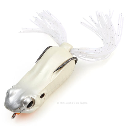 Close up of the Megabass Big Gabot Hollow Body Frog in the color Jungle Bone White on a white background