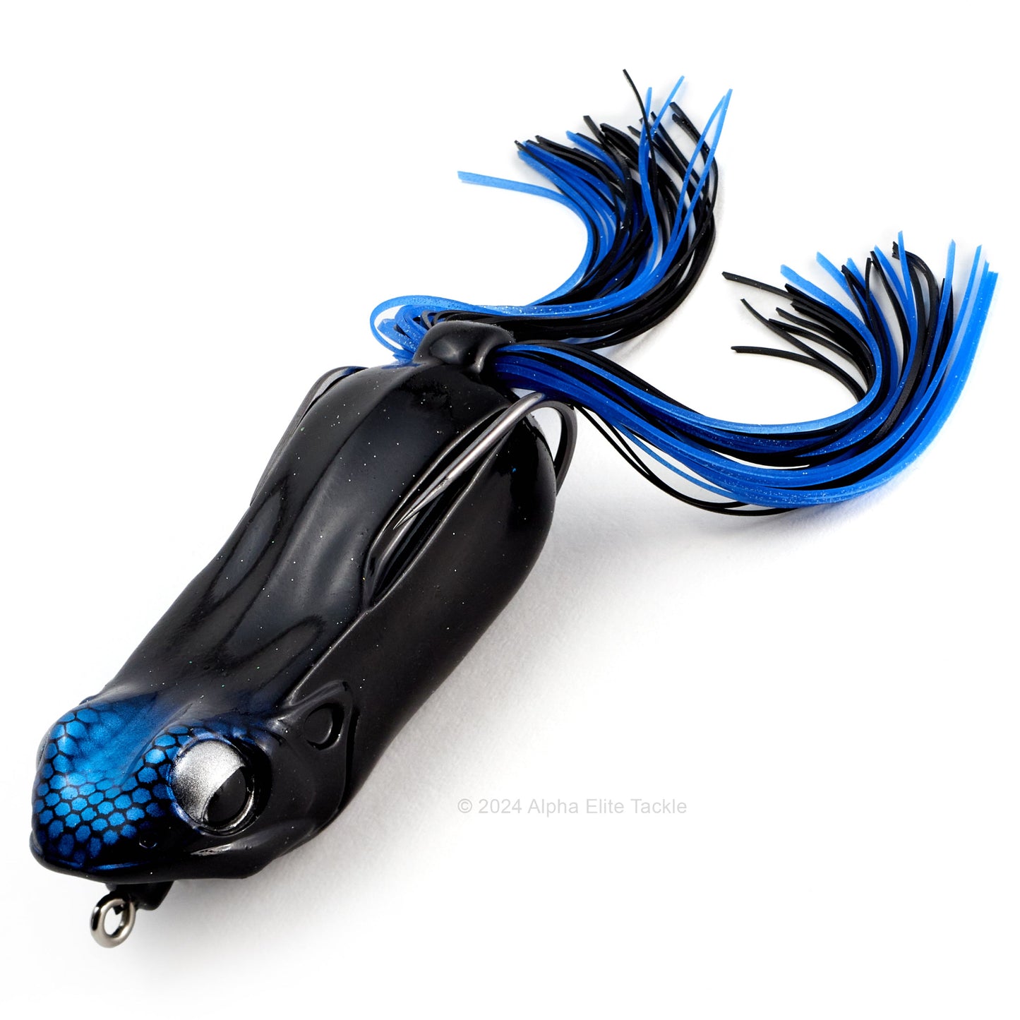 Close up of the Megabass Big Gabot Hollow Body Frog in the color Shadow Frog on a white background