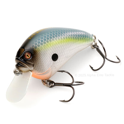 Close up of the Megabass IxI Blowly Crankbait fishing lure in the color PM Sexy Shad on a white background