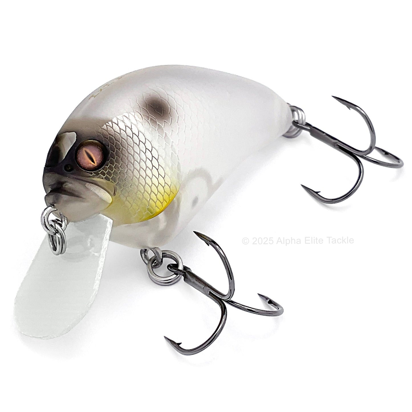 Close up of the Megabass IxI Blowly Crankbait fishing lure in the color secret dry ice on a white background