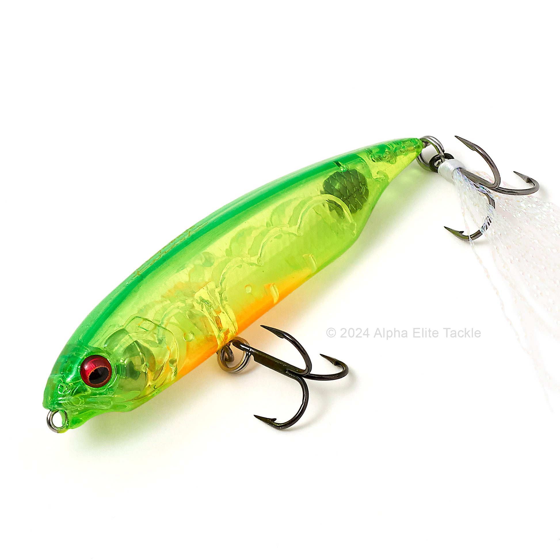 Megabass Karashi Twitch Bait in the color GP Clear Lime Chart on a white background