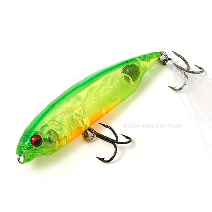 Megabass Karashi Twitch Bait in the color GP Clear Lime Chart on a white background