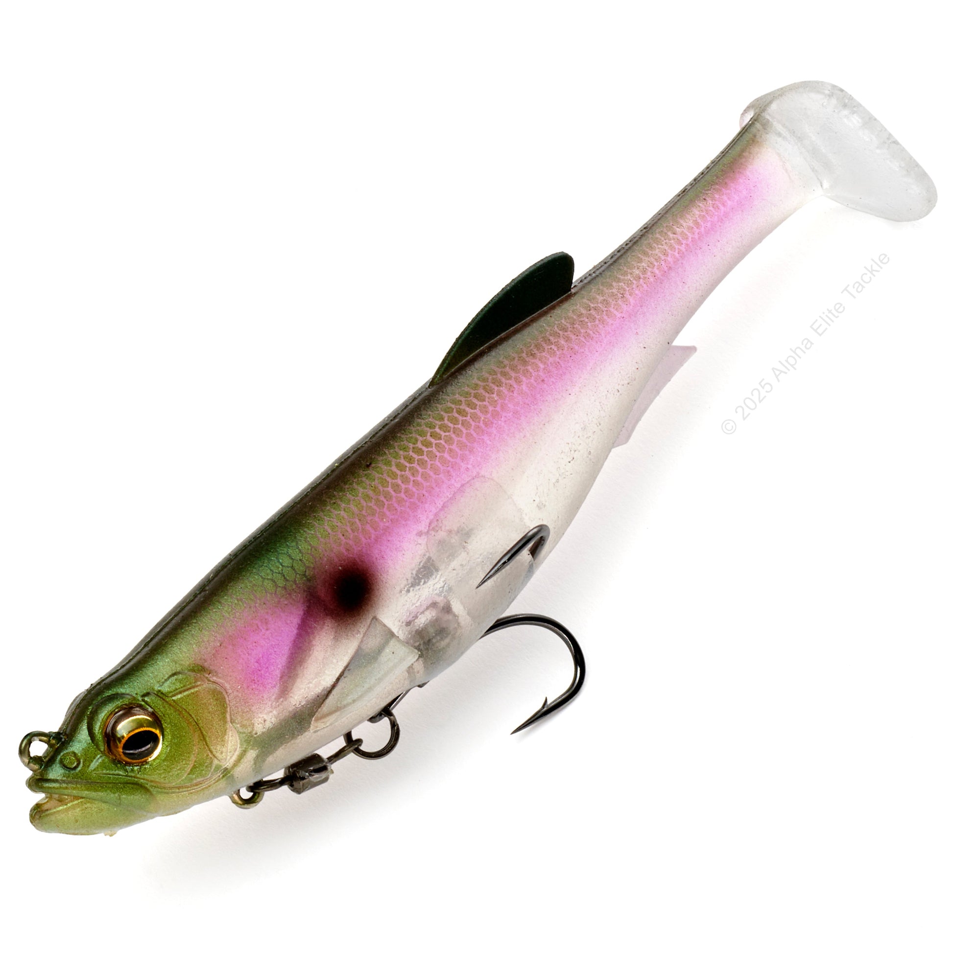 Close up of the Megabass Magdraft in the color MB Gizzard on a white background