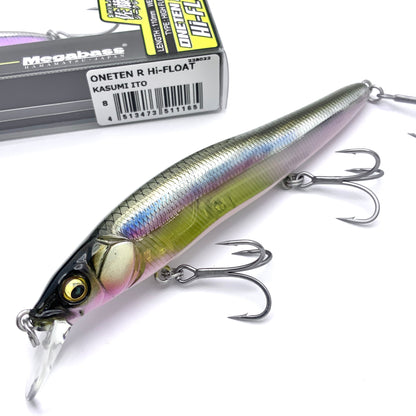 Fishing lure with Megabass packaging on a white background
