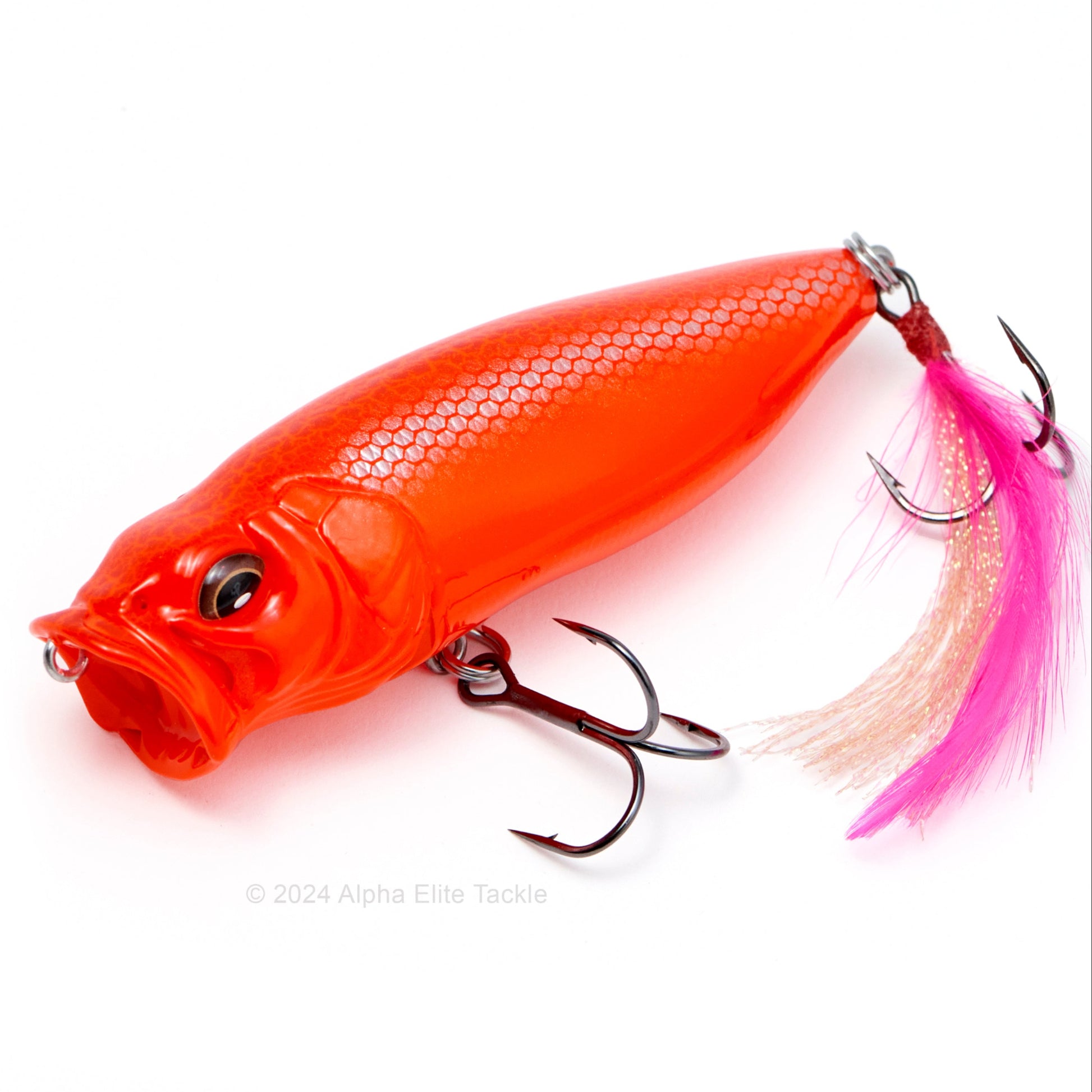 Close up of the Megabass Popmax Topwater Popper in the color VR on a white background