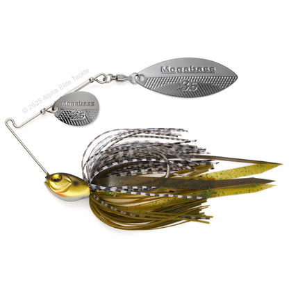 Close up of the Megabass SV3 SR Slow Roller Spinnerbait fishing lure in the color Gill on a white background