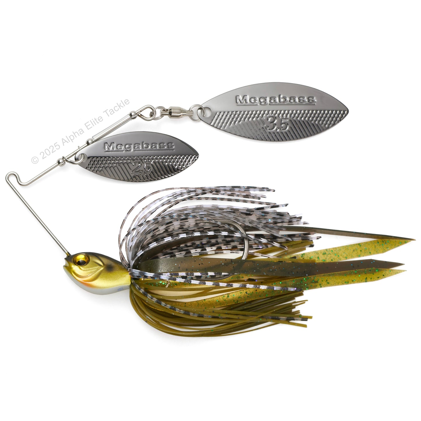 Close up of the Megabass SV3 Spinnerbait in the color gill on a white background