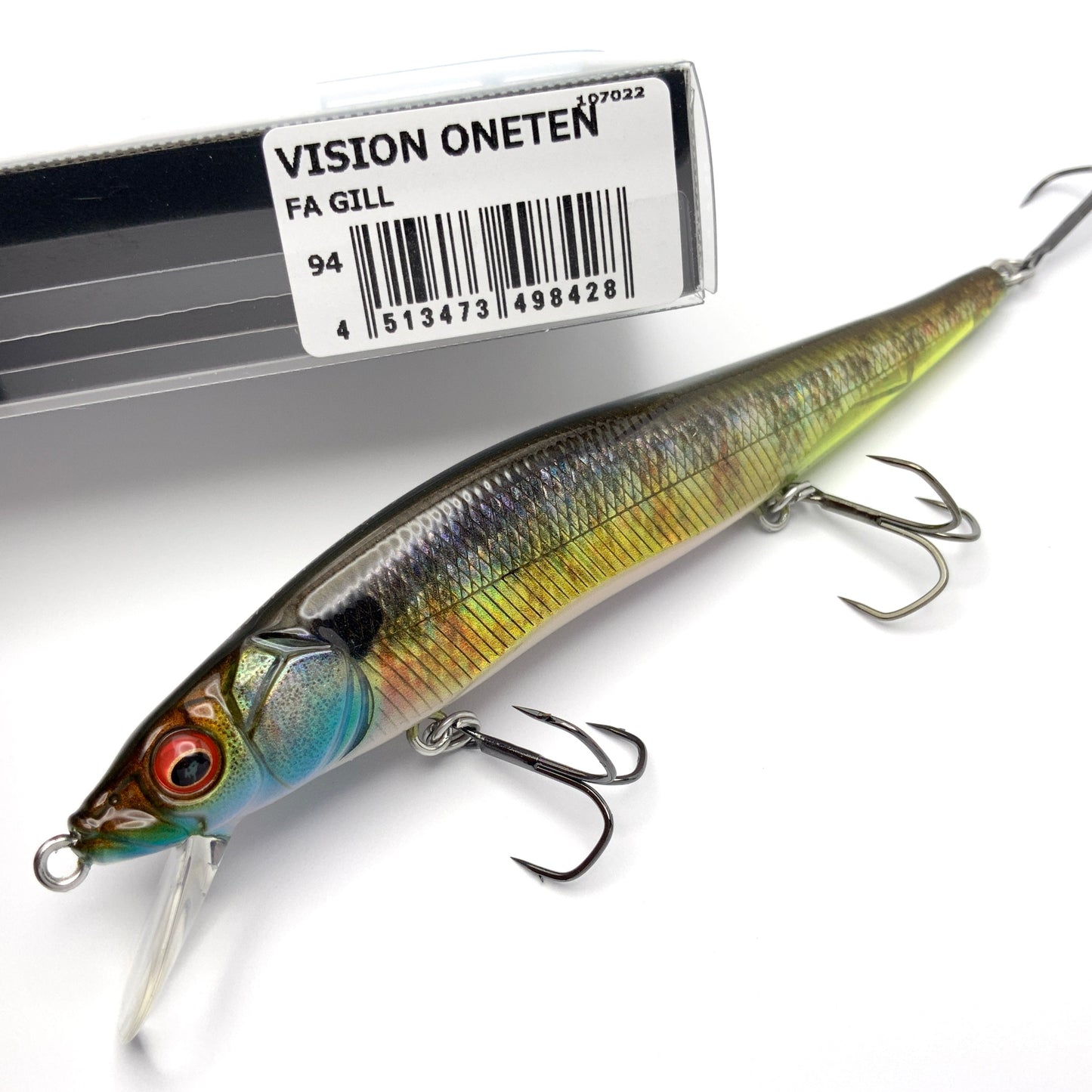 Megabass Ito Vision Oneten Jerkbait in the color FA Gill on a white background