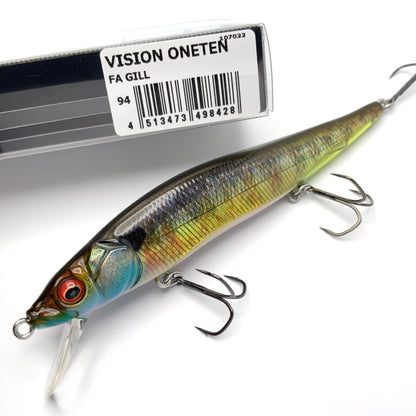 Megabass Ito Vision Oneten Jerkbait in the color FA Gill on a white background