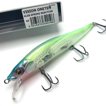 Megabass Ito Vision Oneten Jerkbait in the color GLXS Spring Reaction on a white background