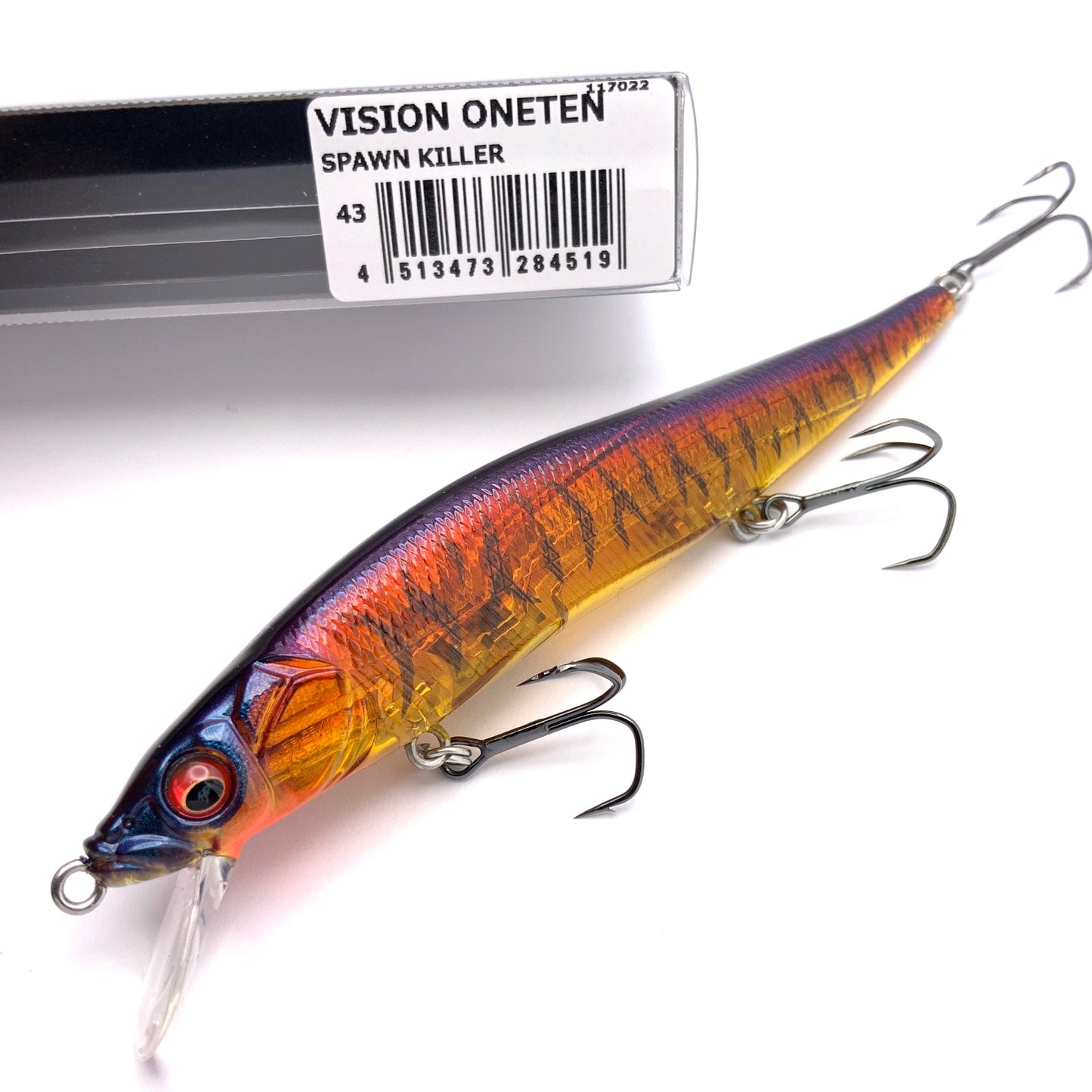 Megabass Ito Vision Oneten Jerkbait in the color Spawn Killer on a white background