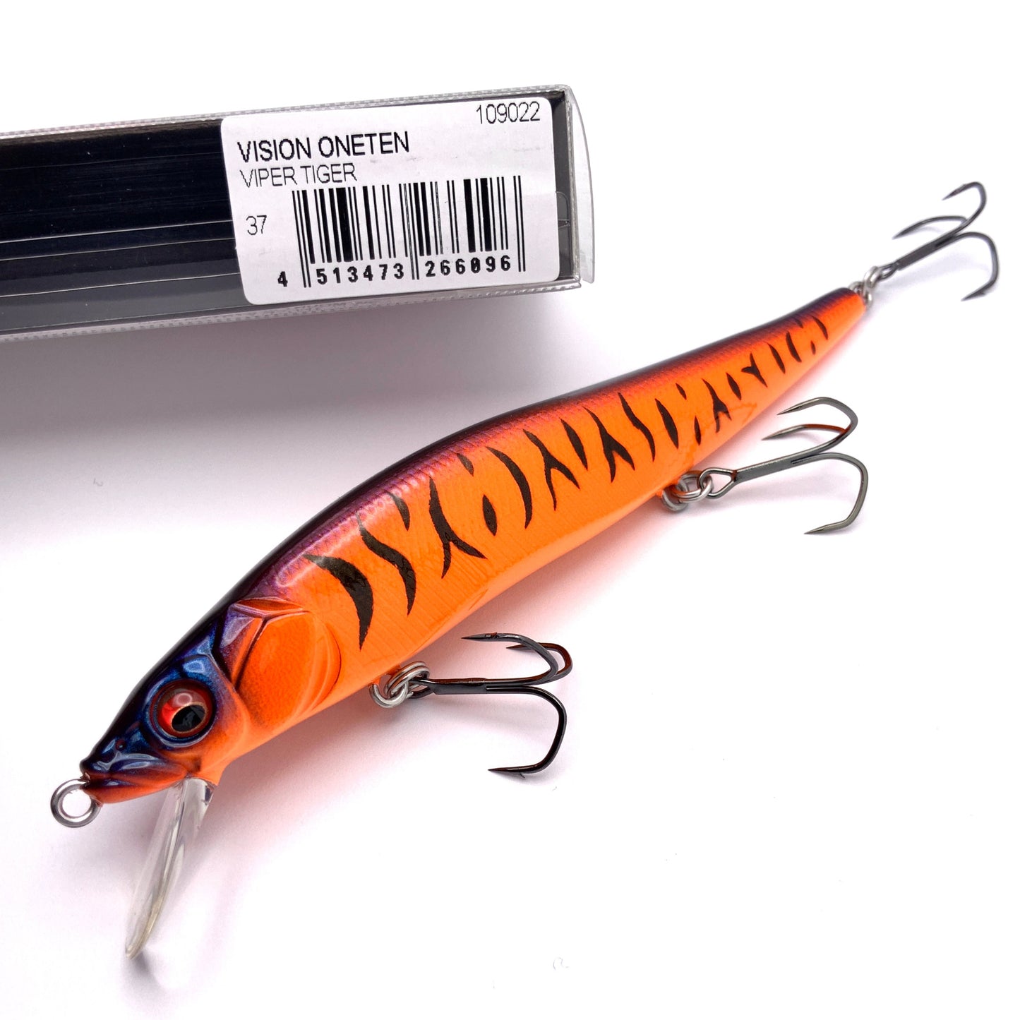 Megabass Ito Vision Oneten Jerkbait in the color Viper Tiger on a white background