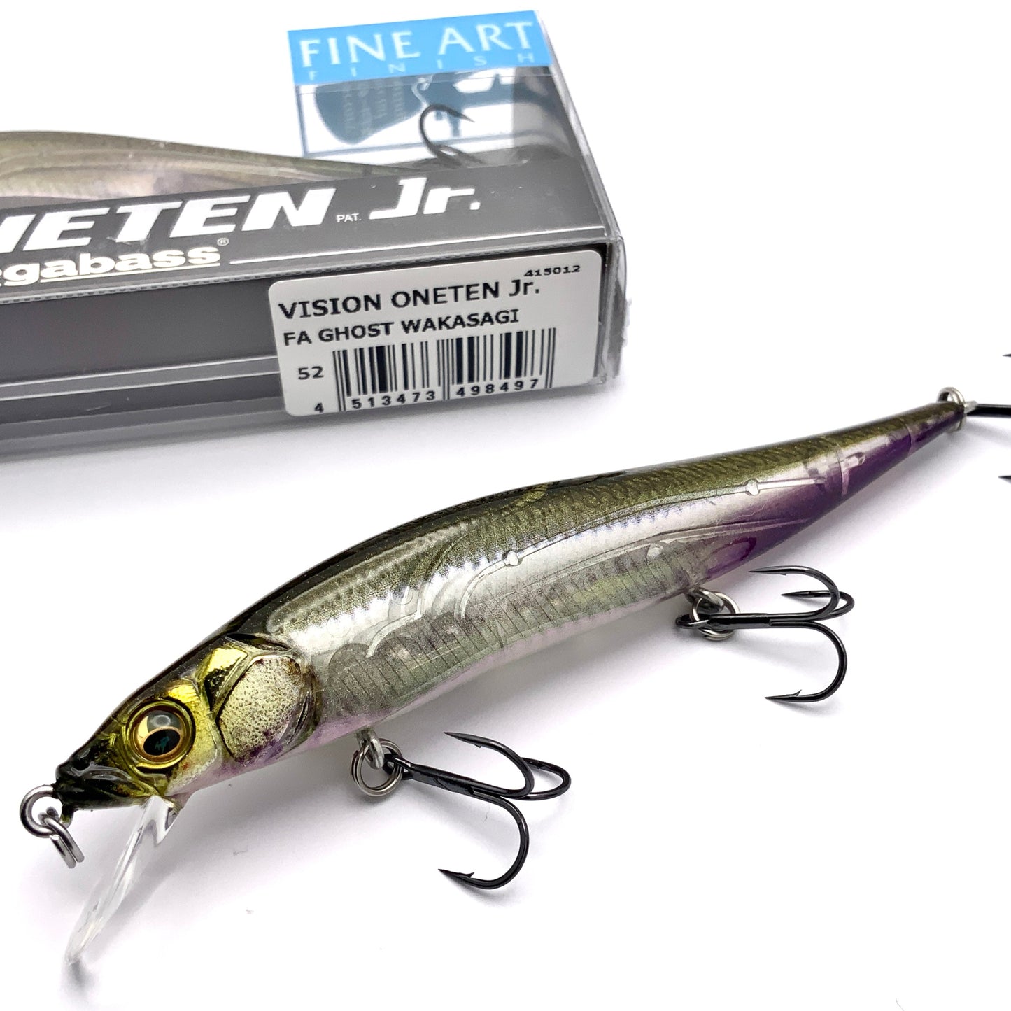 Megabass Ito Vision Oneten junior Jerkbait in the color FA Ghost Wakasagi on a white background