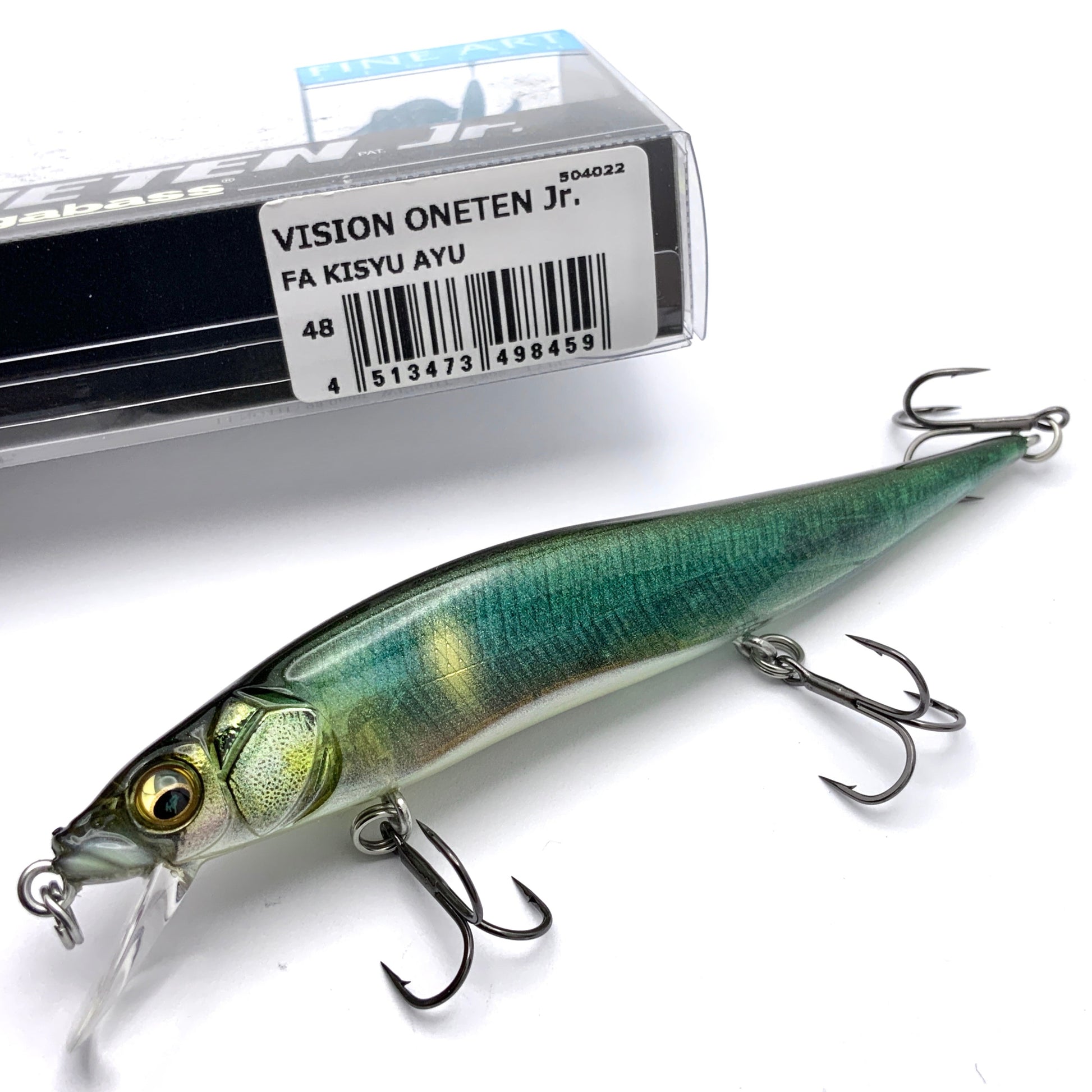 Megabass Ito Vision Oneten junior Jerkbait in the color FA Kisyu Ayu on a white background