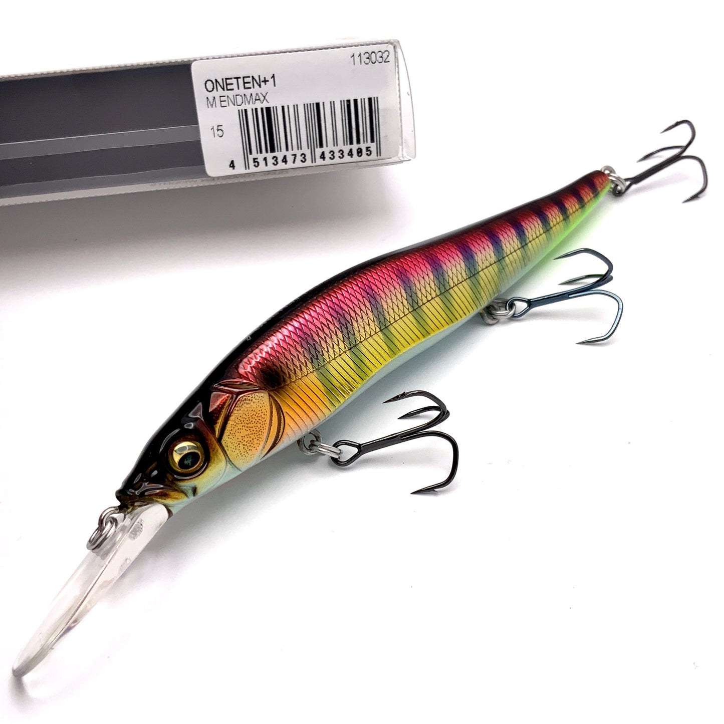 Megabass Ito Vision Oneten plus one Jerkbait in the color M Endmax on a white background