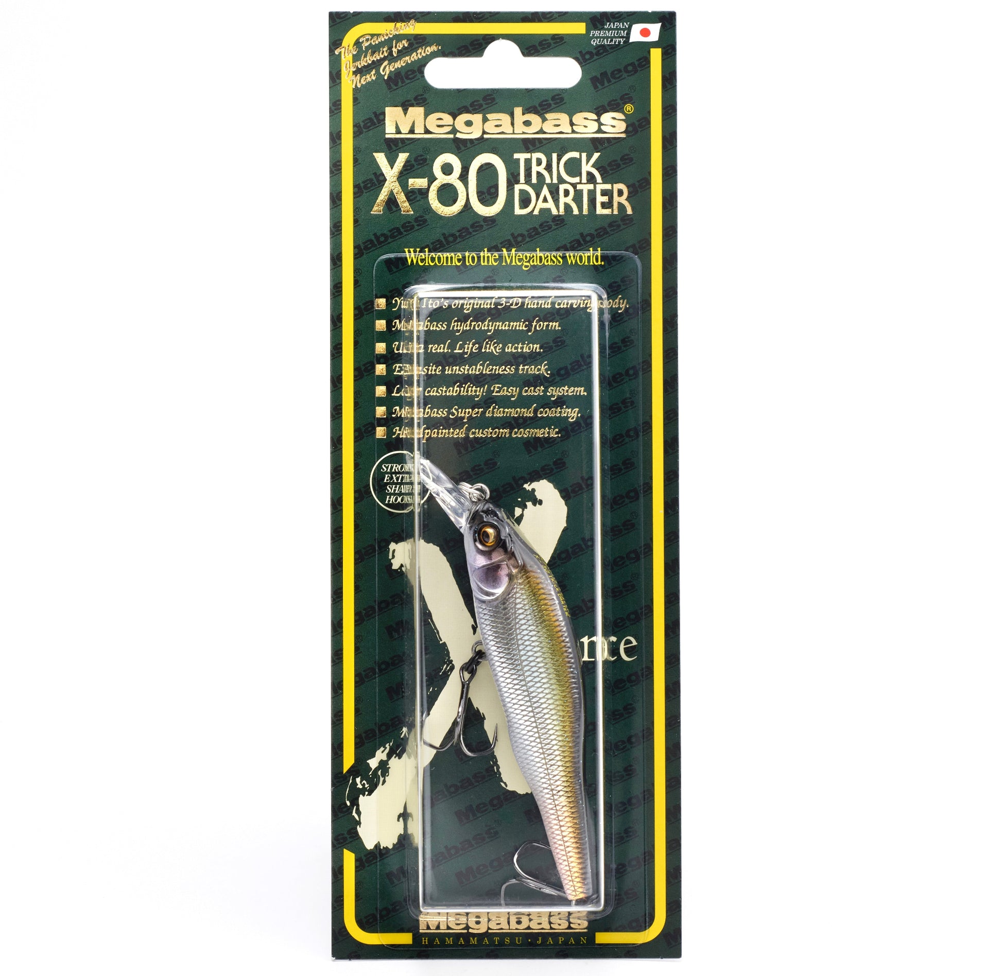 Megabass X 80 Jerkbait in the color x on a white background