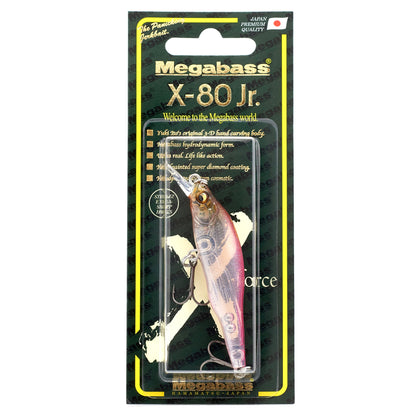 Megabass X 80 Junior Jerkbait in the color GLX Cotton wakasagi on a white background