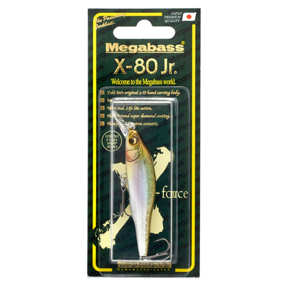 Megabass X 80 Junior Jerkbait in the color LZ Wakasagi on a white background