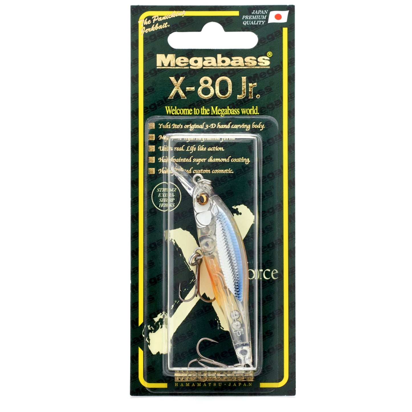 Megabass X 80 Junior Jerkbait in the color Shigyo on a white background