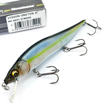 Close up of the Megabass vision oneten junior in the color mg sexy stream on a white background
