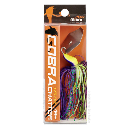 Close up of the Mibro Cobra Chatter Bladed Swim Jig in 3/8 oz weight in package